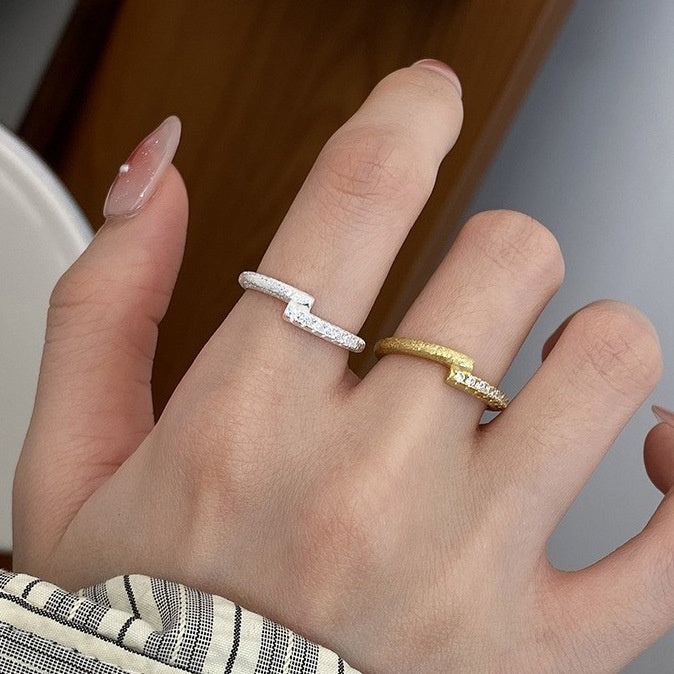 S925 Sterling Silver Cross Star Rail Ring