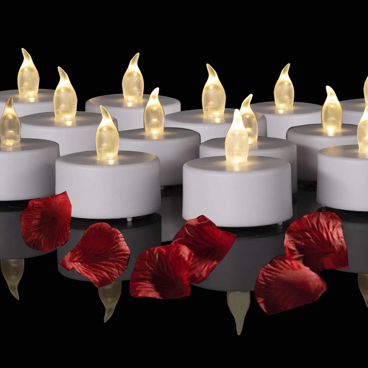 24-Pack Battery Operated LED Tea Lights - Realistic Flameless Votive Candles with 200 Hours of Bright Flickering Warm White Light for Holidays and Celebrations