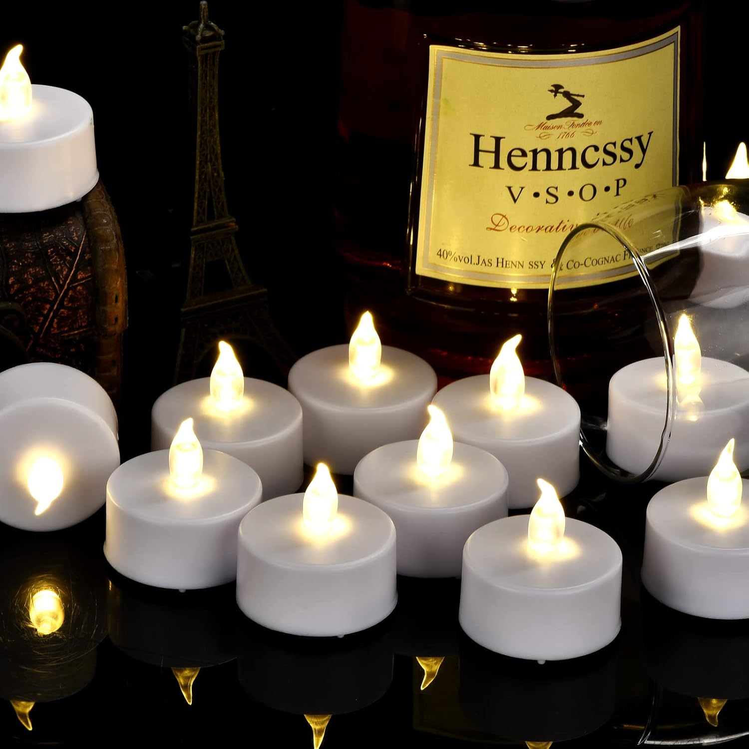 24-Pack Battery Operated LED Tea Lights - Realistic Flameless Votive Candles with 200 Hours of Bright Flickering Warm White Light for Holidays and Celebrations