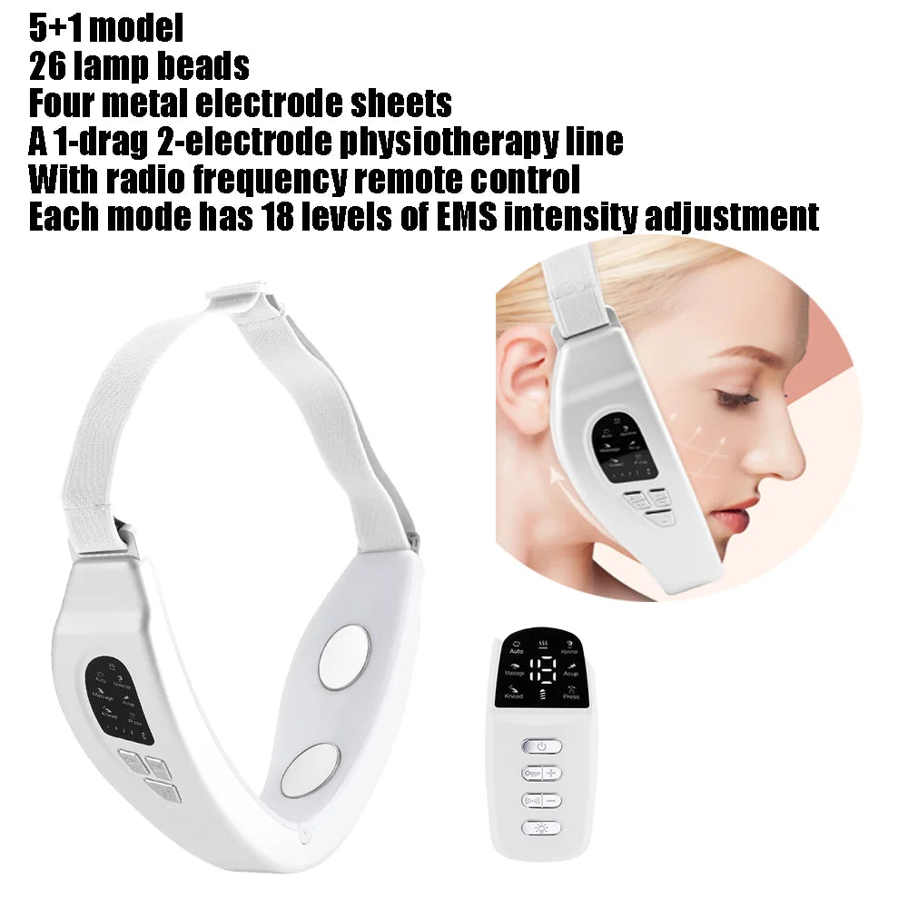 Electric V Face Lifting Beauty Device 6 Modes 8 Levels EMS Micro-current Firming Facial Massager Double Chin Removal Skin Care