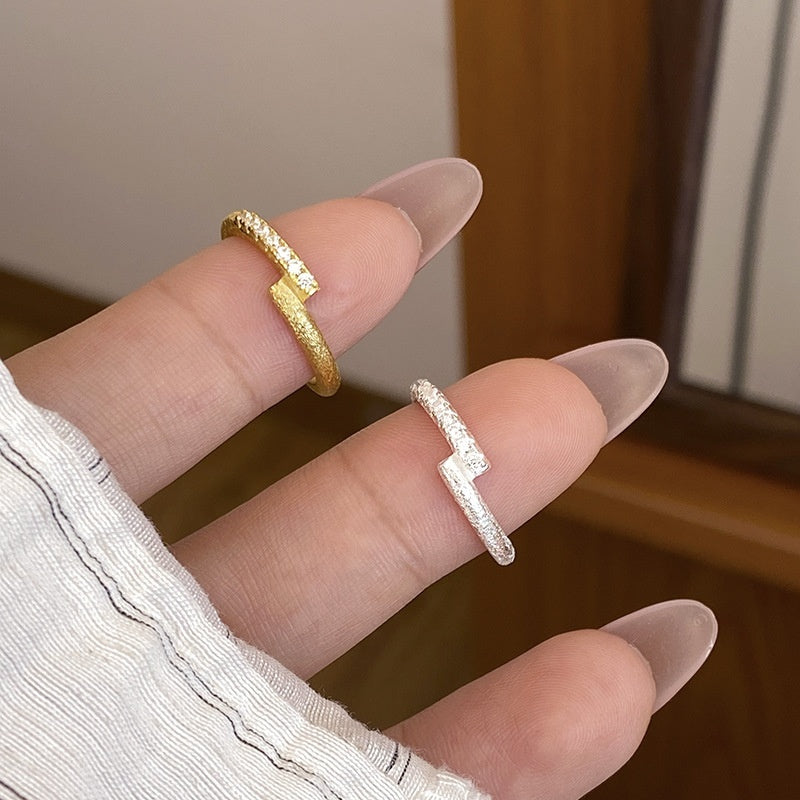 S925 Sterling Silver Cross Star Rail Ring